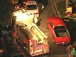 Nightmare: Emergency crews attend the scene after Cruz-Lopez backed into five children playing in her drive